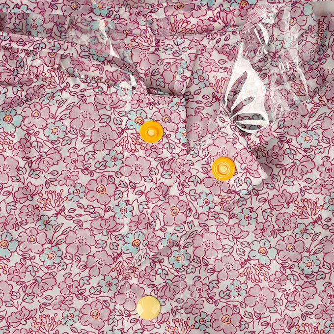 akachan honpo - 短斗篷式雨衣-小花-紫色 (80~95cm)