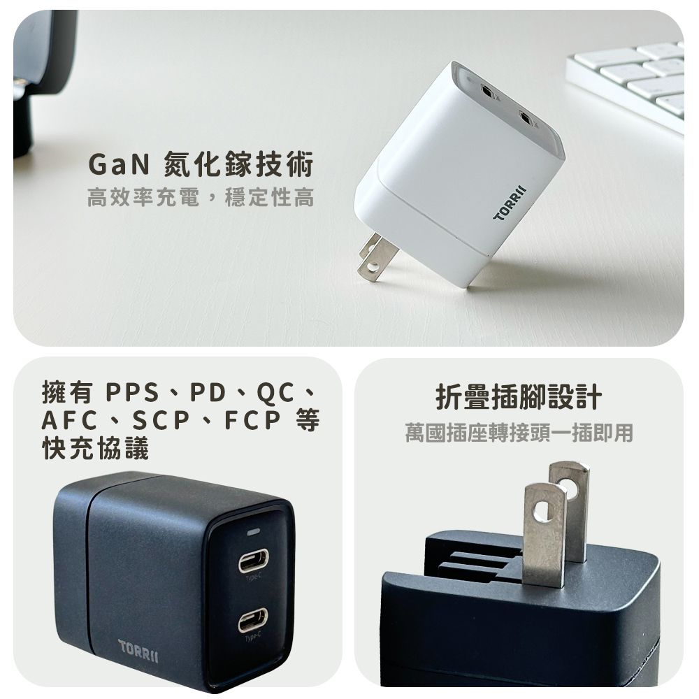 45W 2C 氮化鎵GaN快充充電器(贈萬國轉接頭)-黑/白/黃