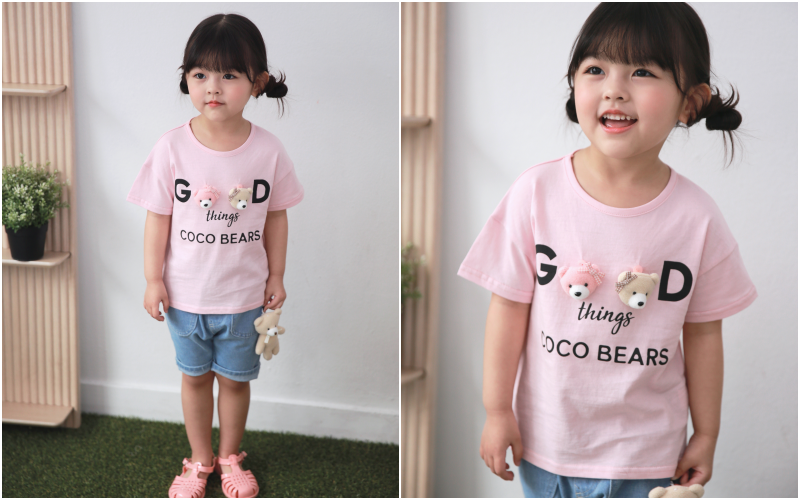 韓國 Coco rabbit - 熊熊娃娃GOOD Ｔ-淺粉紅