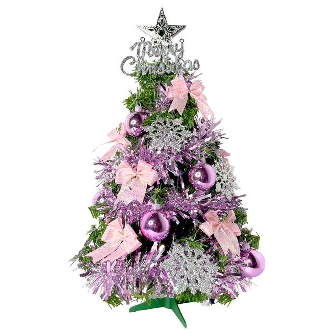 MODACore 摩達客 - 摩達客耶誕-2尺/2呎(60cm)特仕幸福型裝飾綠色聖誕樹 (燦爛粉紅銀系全套飾品)超值組不含燈/本島免運費