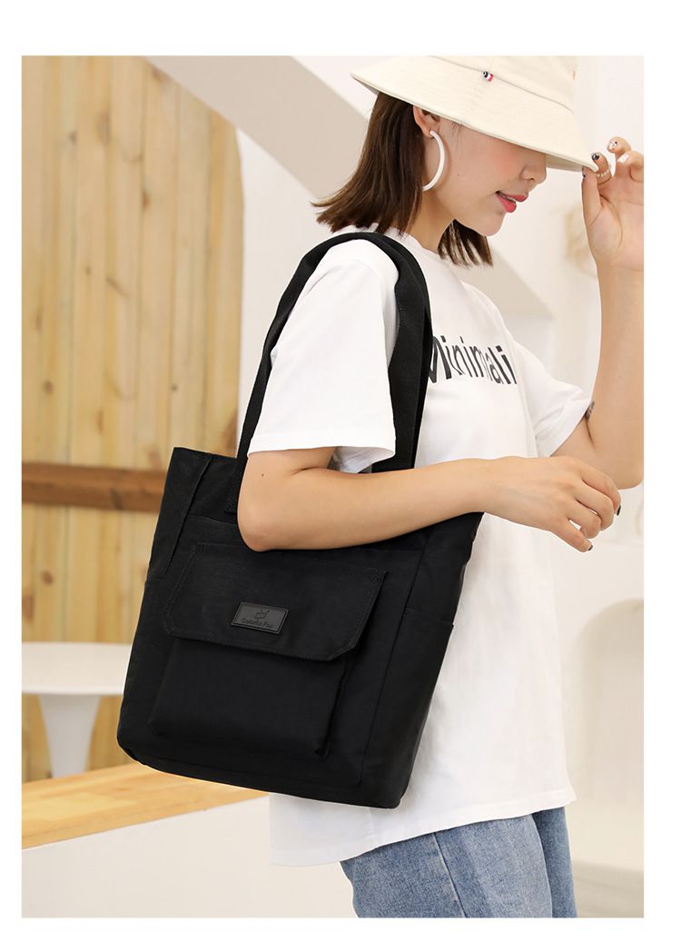 防潑水百搭單肩手提包-深藍色 (32x12x27cm)