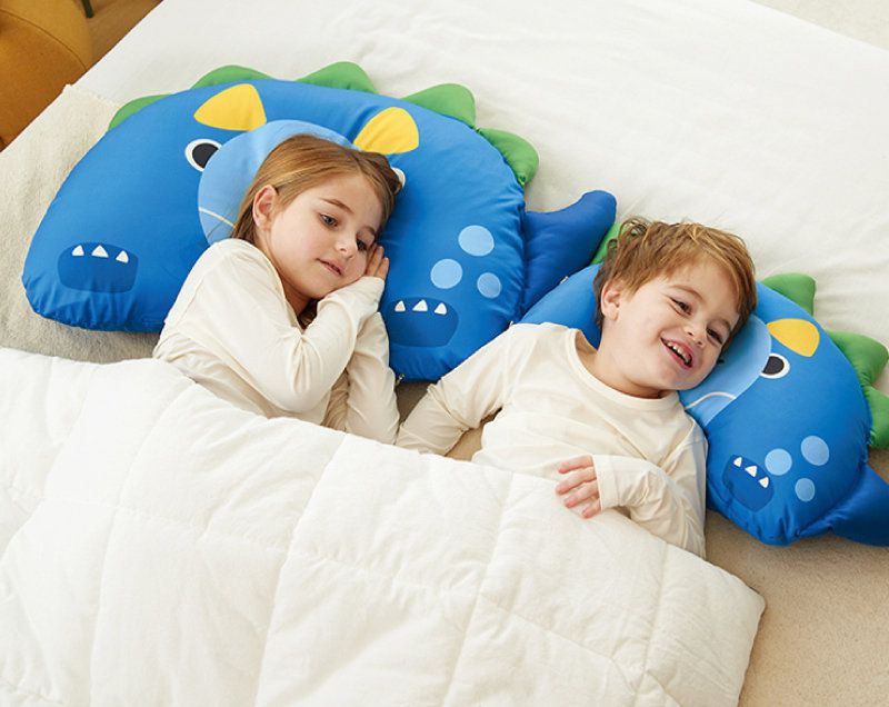 正韓Hello HiZoo - 純手工製動物夥伴防蟎抗菌兒童枕/透氣枕/護脊/護頸枕(大款)-害羞龍