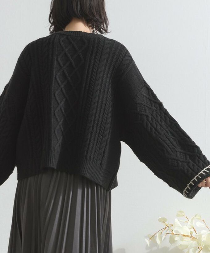 日本 ELENCARE DUE - 手工編織感柔美麻花紋理毛衣-象牙米