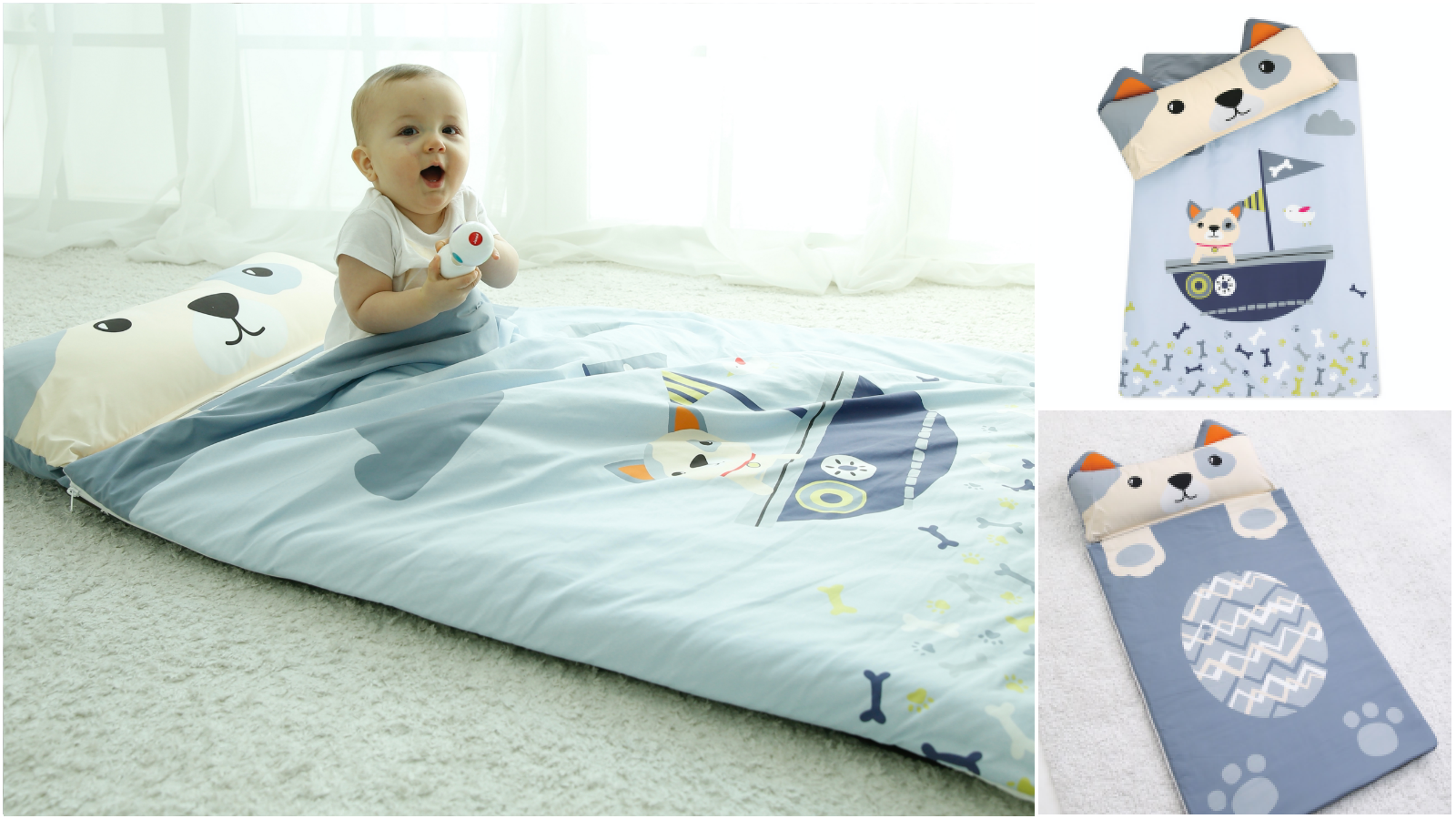 韓國 Bonitabebe - 可愛動物造型睡袋-灰色狗寶寶