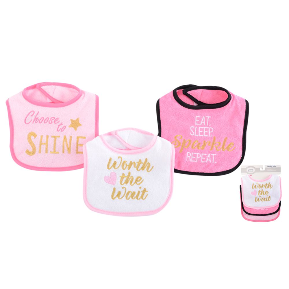 美國 Luvable Friends - 甜蜜寶貝嬰幼兒雙層吸水口水巾圍兜3入組-大明星