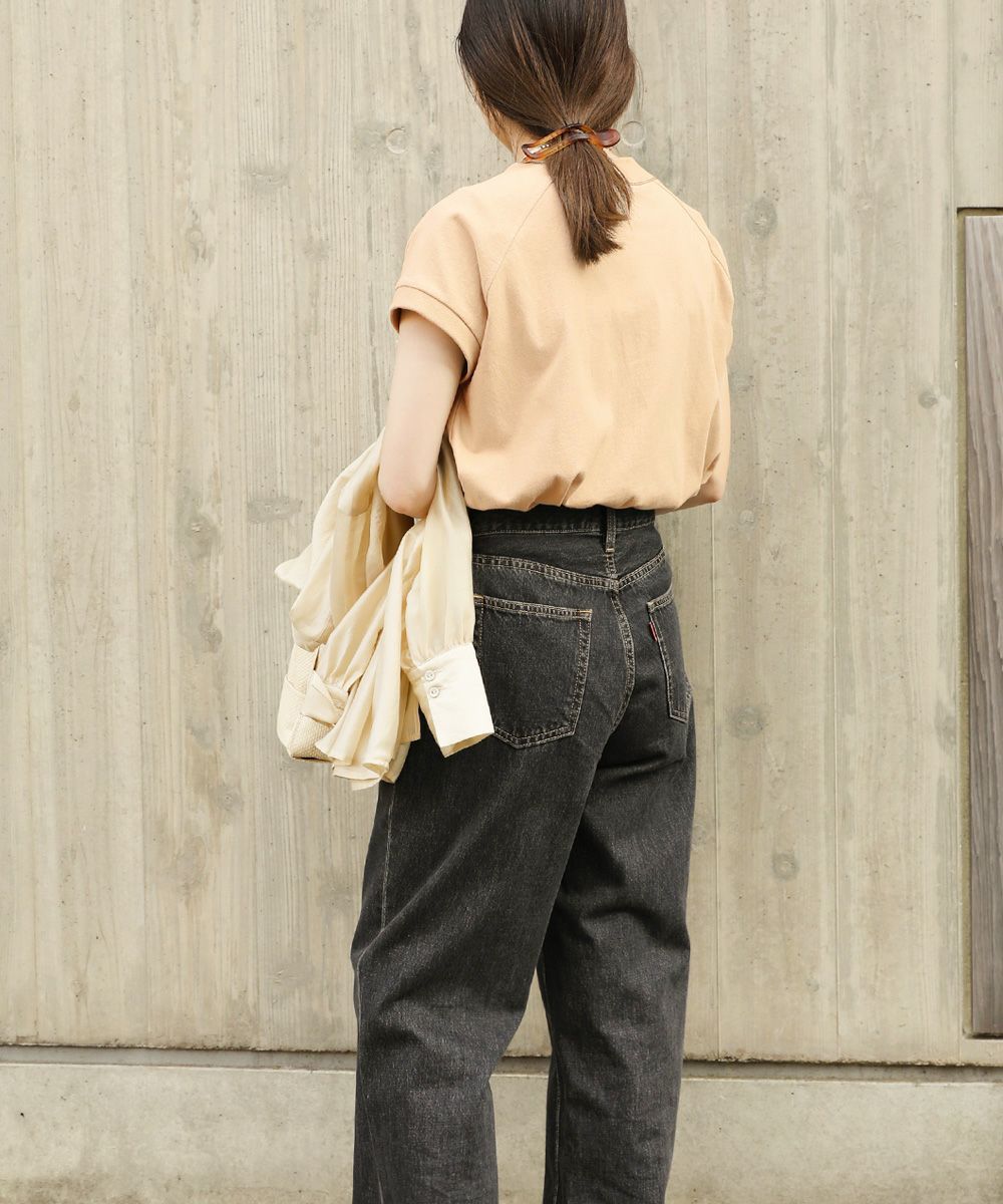 日本 Bou Jeloud - 接觸涼感 UV CUT 純美國棉短袖修身素T-撞色線條-綠