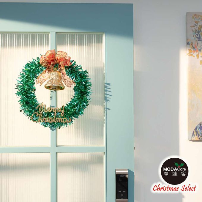 MODACore 摩達客 - 摩達客耶誕-台灣製14吋雙綠金蔥聖誕星星花圈/免組裝本島免運費