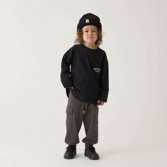 日本 b-ROOM - 休閒大口袋鬆緊長褲-草綠