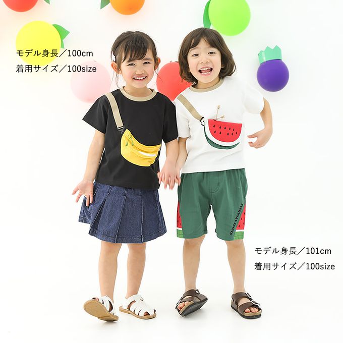日本 ZOOLAND - 水果天堂 可愛包包造型短袖上衣-西瓜-白