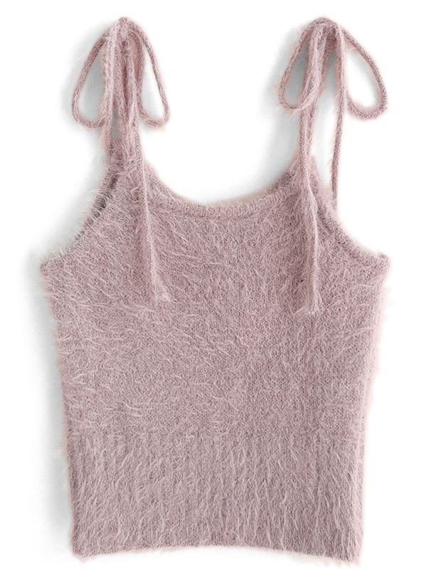 日本 GRL - 時尚毛絨綁帶背心x針織小外套兩件組-時尚黑 (F)