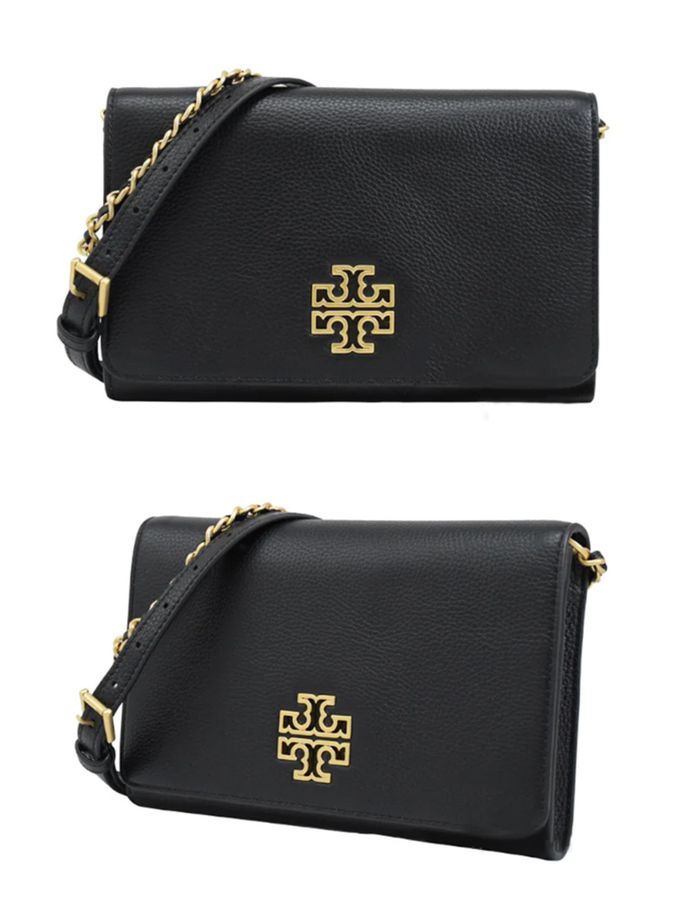 TORY BURCH - 雙T-LOGO皮革翻蓋斜背包 (黑)