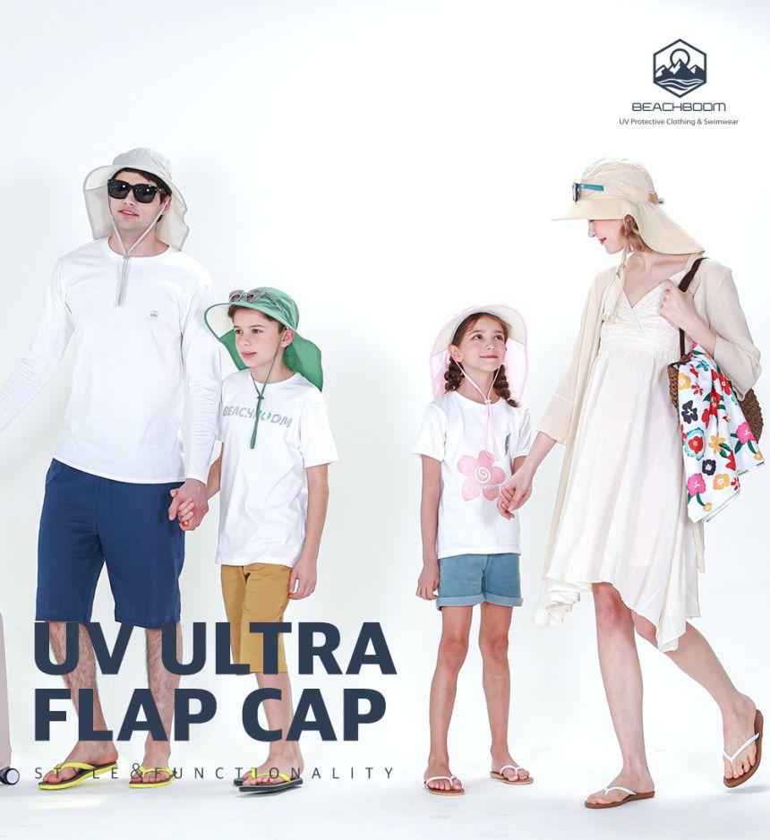 韓國 Beach Boom - (升級版)韓製UPF50+防水透氣遮脖帽-綠