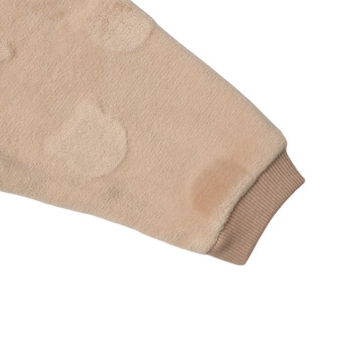 akachan honpo - 長袖休閒上衣-圖案 刷毛-淺卡其色