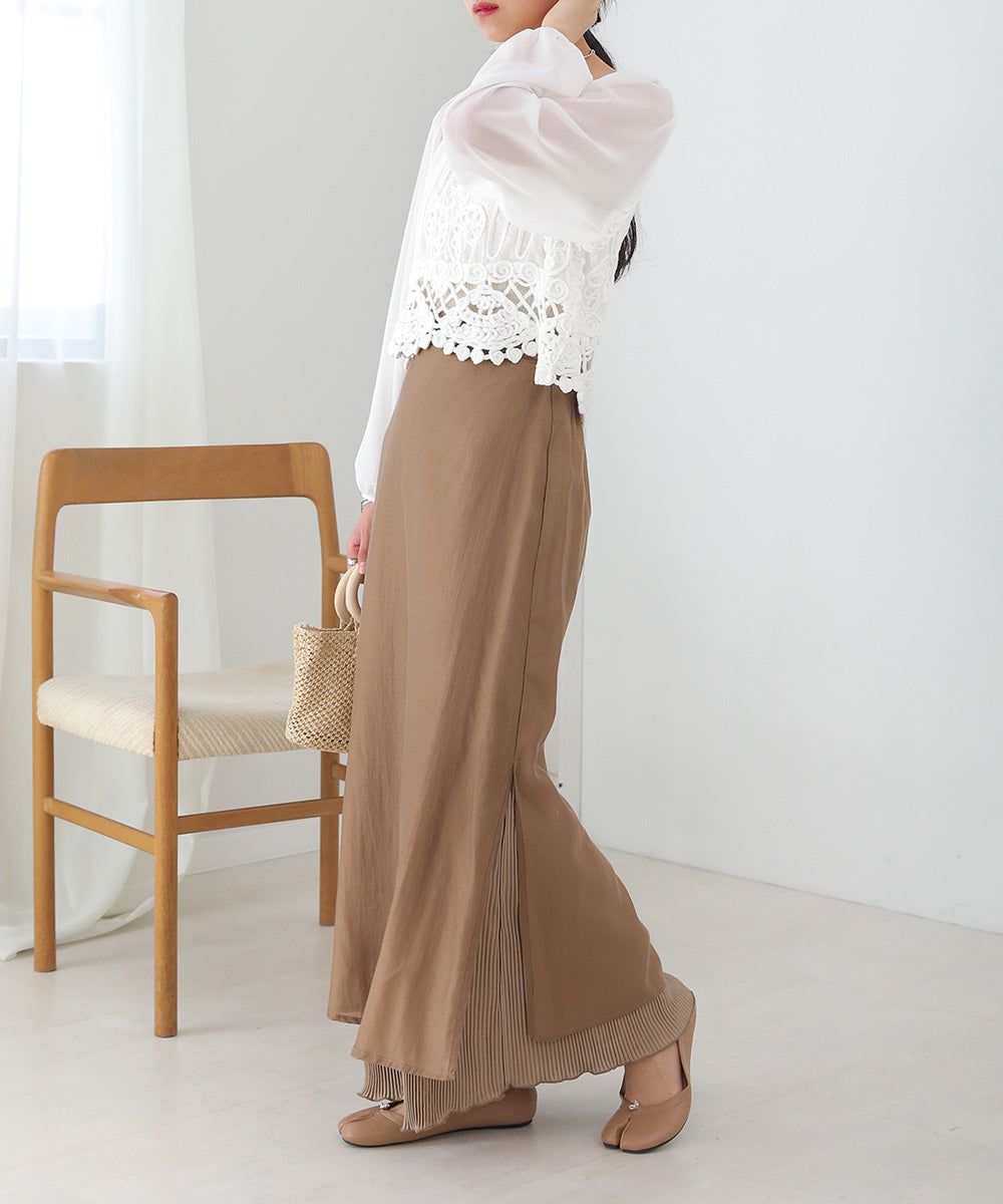 日本 Bab - 2WAY細摺拼接百搭長裙-淺灰