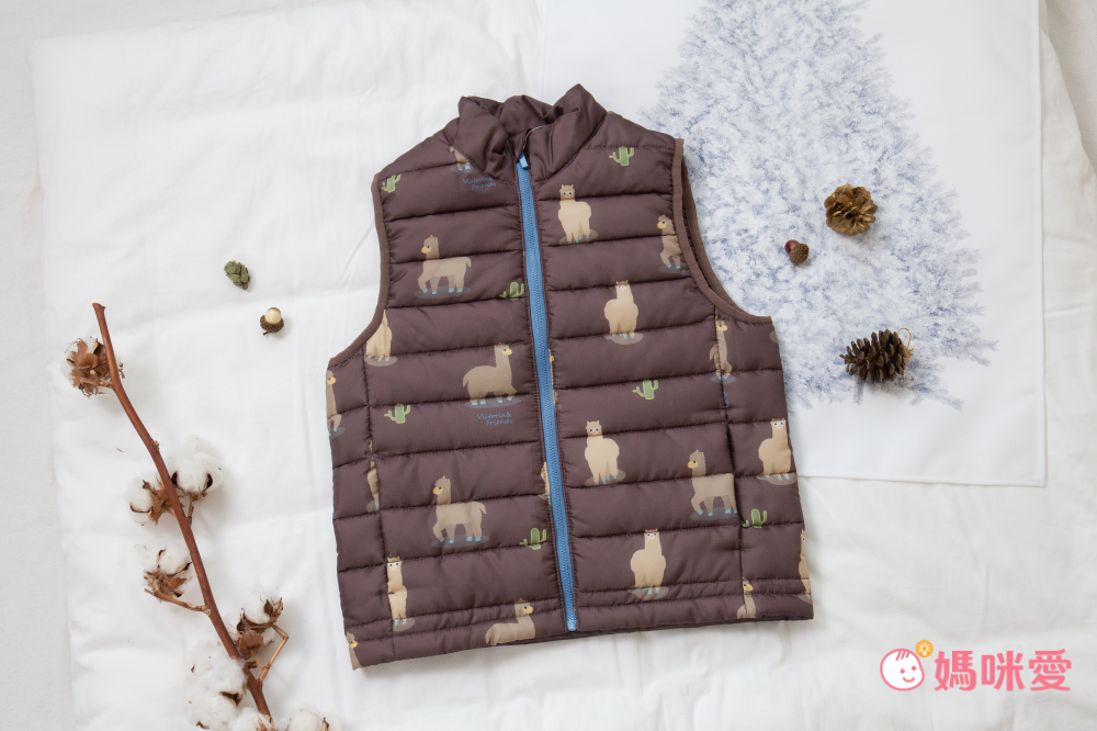 韓國 Victoria & Friends - 輕量鋪棉保暖背心-咖啡駱馬