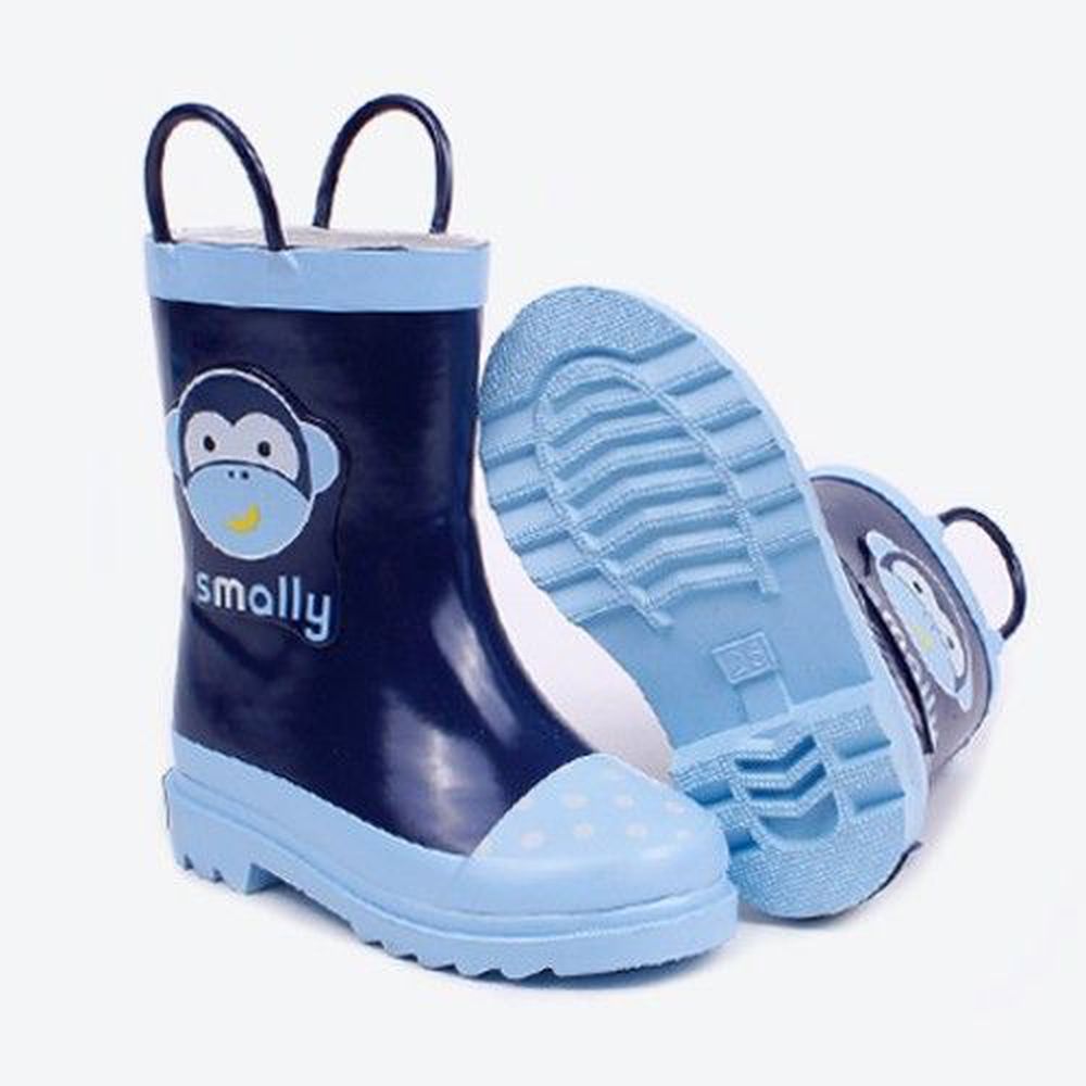 韓國 Smally - 動物兒童雨鞋-猴子-海軍藍