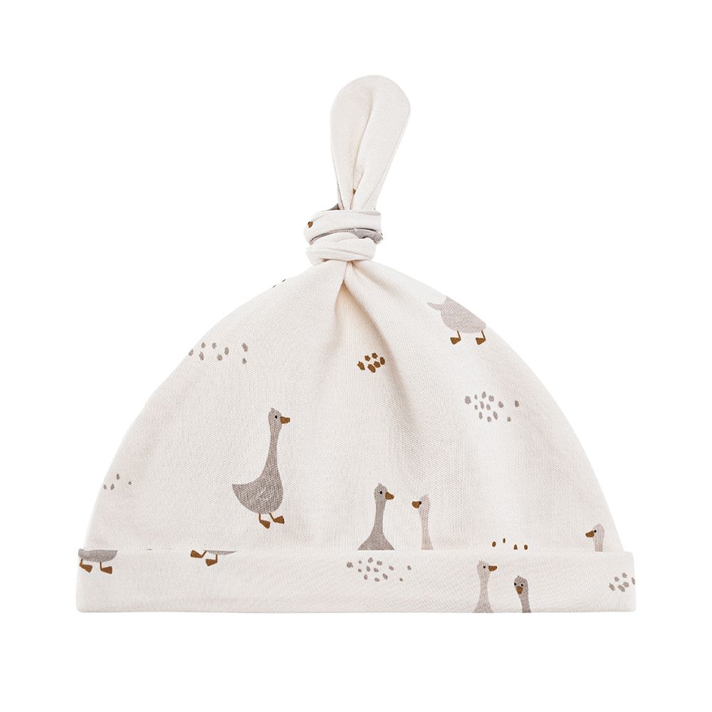 2入-寶寶帽子 嬰兒胎帽 可愛打結帽 嬰兒帽-鴨子+隨機1入 (20*30cm)