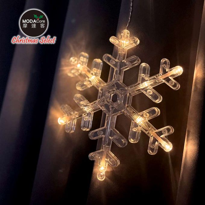 MODACore 摩達客 - LED 138冰條造型燈串電池燈+USB兩用充電 -暖白光/雪花造型款