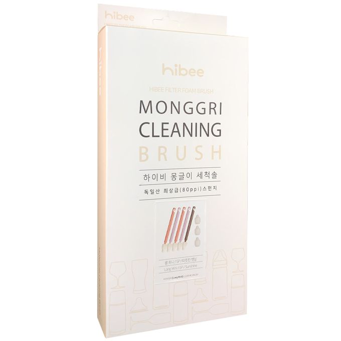 正韓 hibee - 極細緻奶嘴/奶瓶/杯蓋螺旋/各類杯具 海綿隙縫刷 (5入組)-HFB002