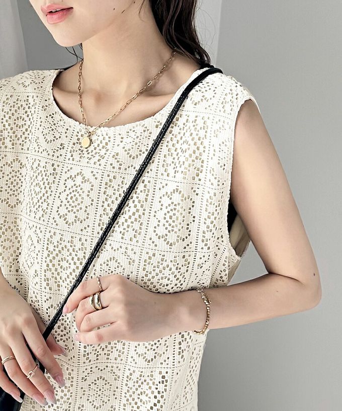 日本 Classical Elf - 2WAY幾何花朵鉤針背心裙/洋裝-白