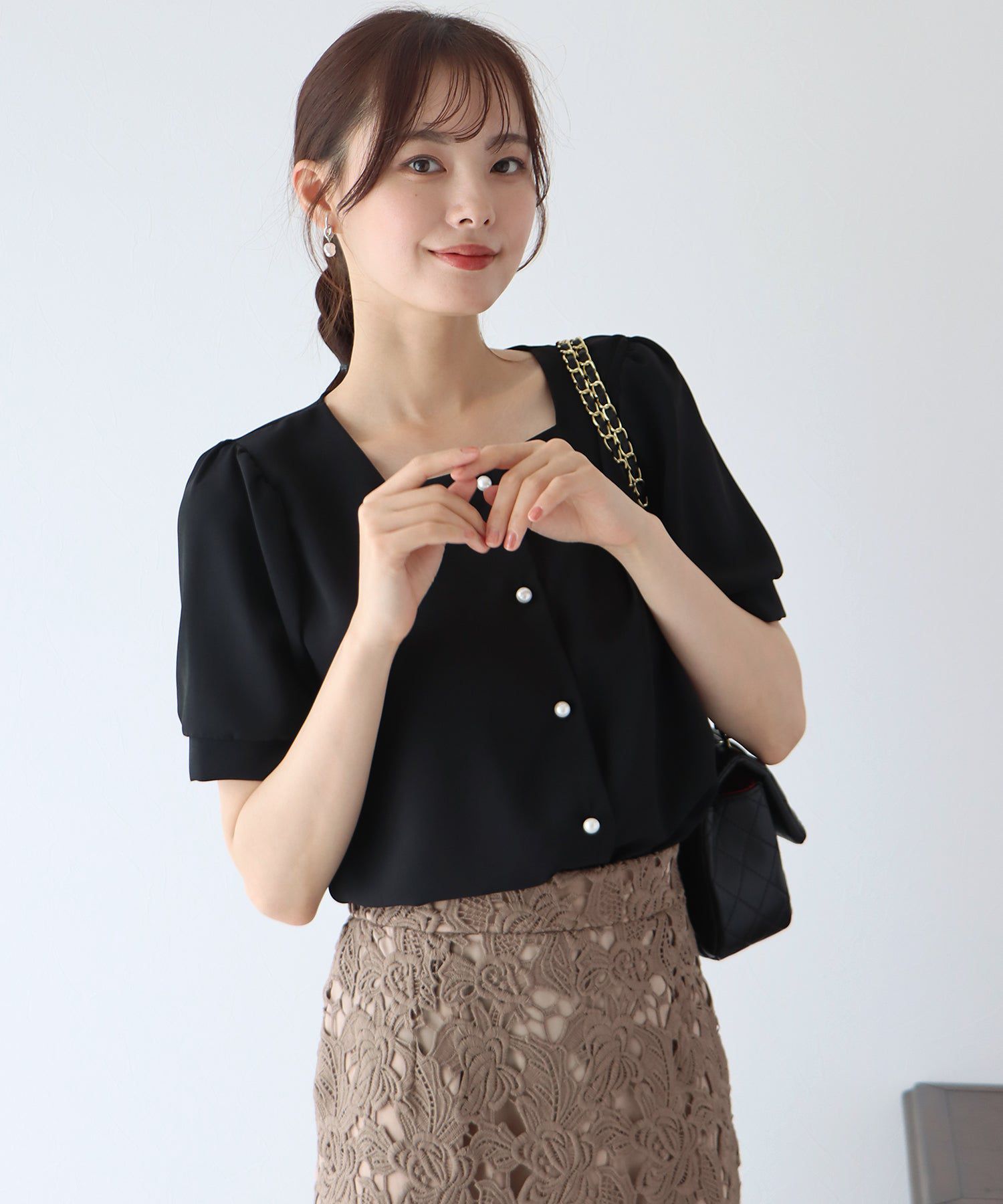 日本 BLUE EAST - 法式方領短袖珍珠釦襯衫-水藍