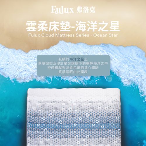 雲柔床墊-海洋之星 百晚試睡 十年保固 絲質觸感面料 山寧泰 防螨抗菌技術 全泡綿床墊 全台灣製