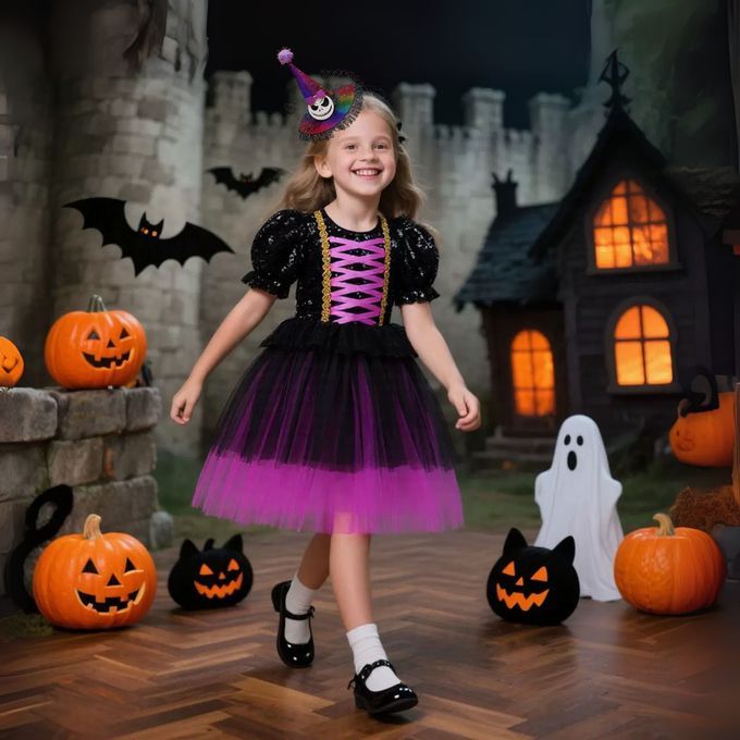 魔幻小巫婆洋裝配小帽子-萬聖節造型服