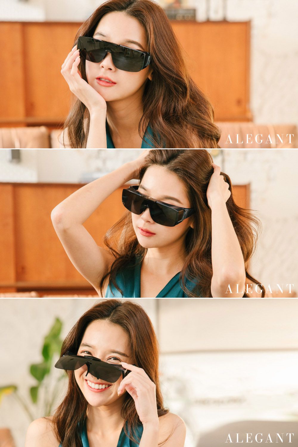 ALEGANT - 多功能可掀雲海藍偏光墨鏡│MIT│掀蓋式│外掛式│上掀│全罩式│車用UV400太陽眼鏡戶外休閒套鏡