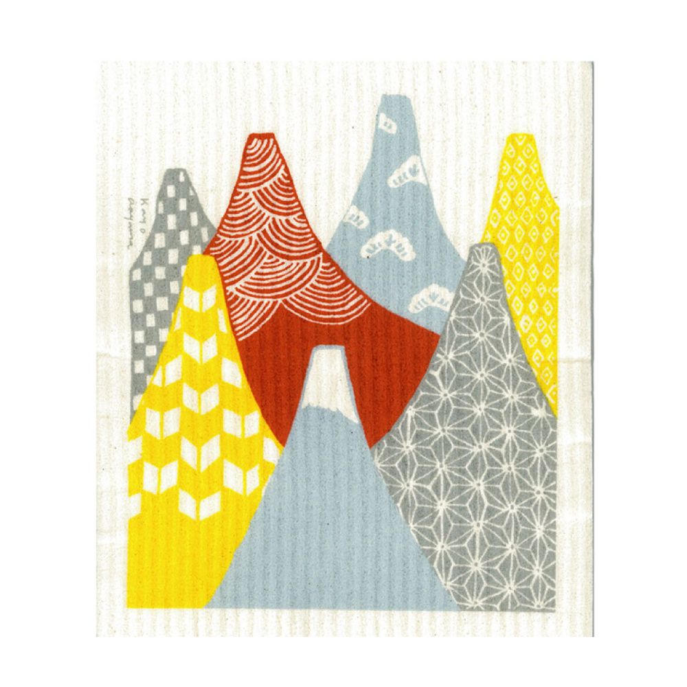日本代購 - 德國製 北歐風環保高吸水海綿抹布/吸水巾-赤富士-橘黃灰藍 (17x30cm)