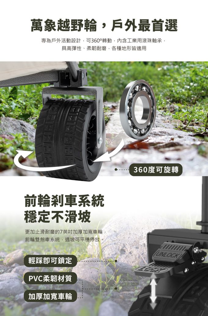 Golden Fox - 多用途折疊推車GF-OD01B+蛋捲桌組合(露營拖車/越野款/四輪拖車/摺疊拖車)-推車黑色