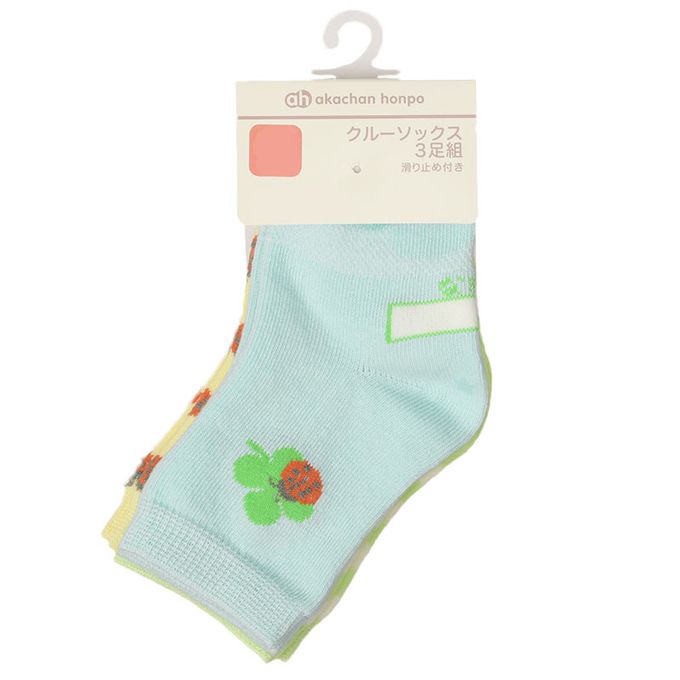 akachan honpo - 襪子3雙組-瓢蟲-淺藍色 (9~14cm)