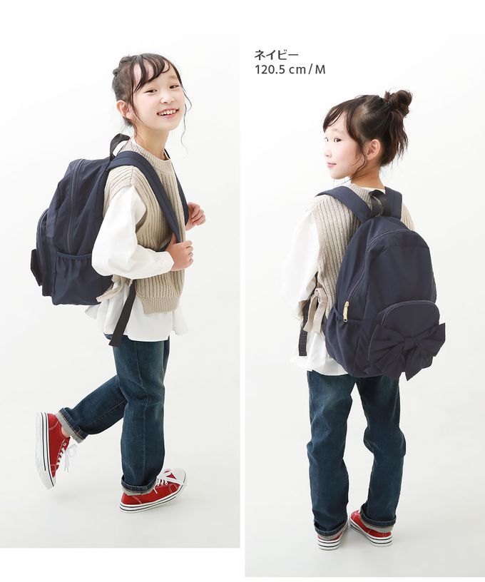 日本 devirock - 可愛蝴蝶結方便收納背包-灰紫