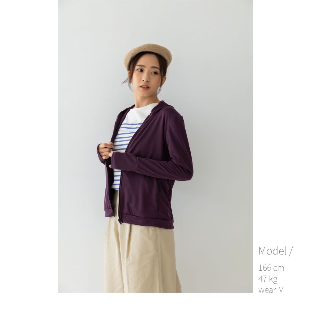 貝柔 Peilou - UPF50+高透氣防曬顯瘦外套-女連帽-深紫色