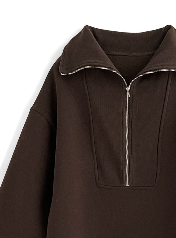 日本 GRL - 帥氣拉鍊翻領針織洋裝-可可