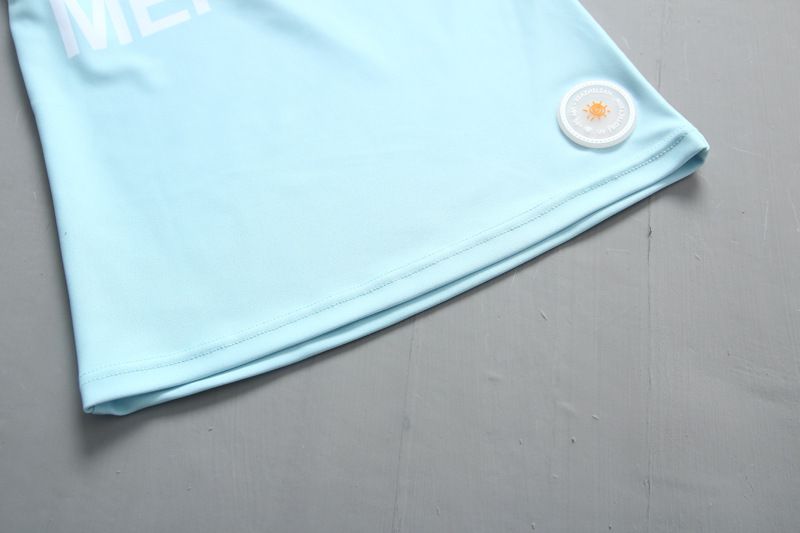 女寶長袖泳裝套裝(附帽子)-英文字母-淺藍色