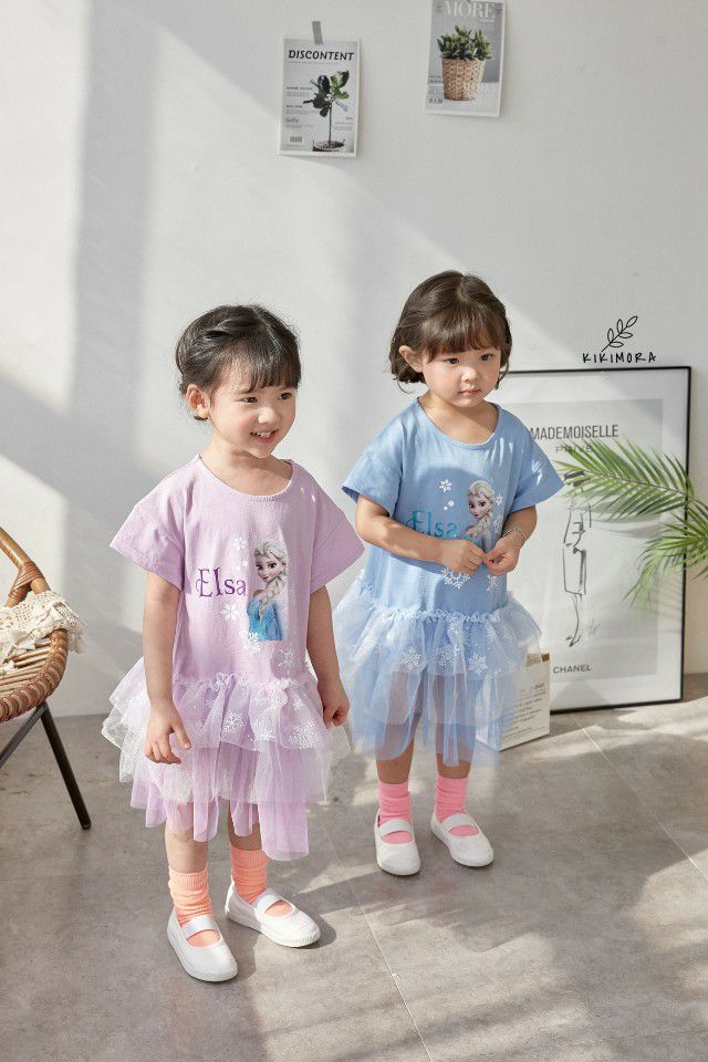 韓國 kikimora - 雪花Elsa蛋糕裙洋裝-粉紫