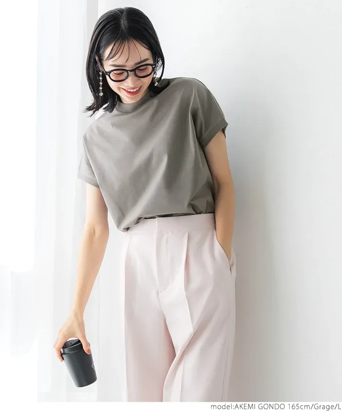 日本 COCA - 100%美國棉 厚磅短袖上衣-立領-黑