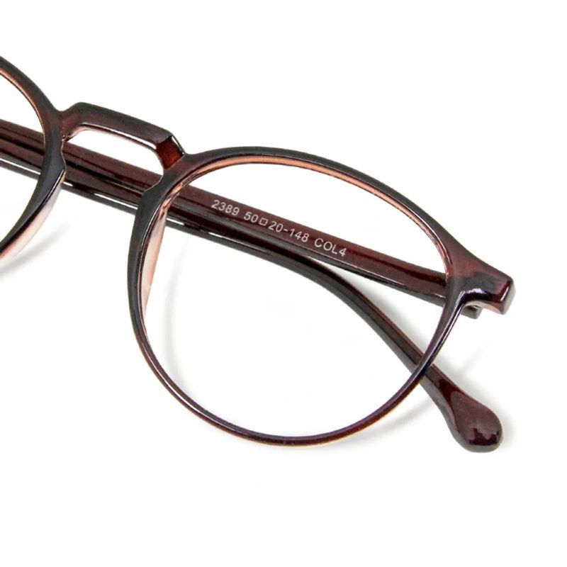 ALEGANT - 簡約造型輕量亮棕圓框UV400濾藍光眼鏡