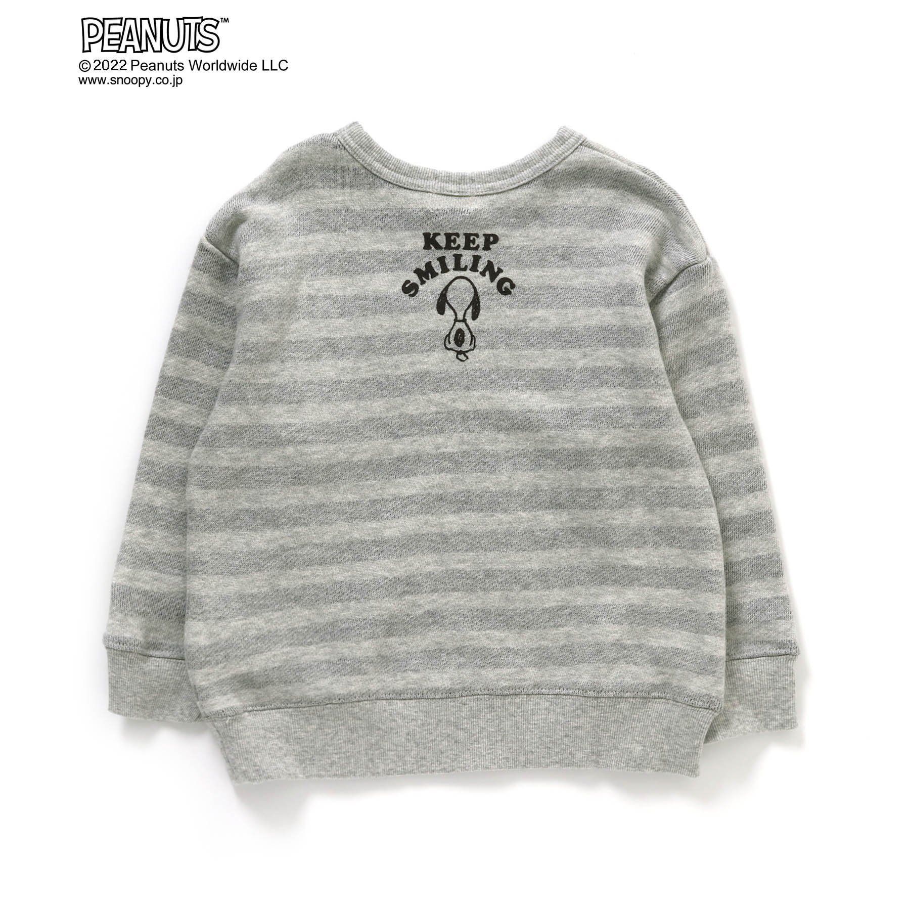 日本千趣會 - 史努比印花圓領長袖上衣-永遠的好友-條紋藍綠