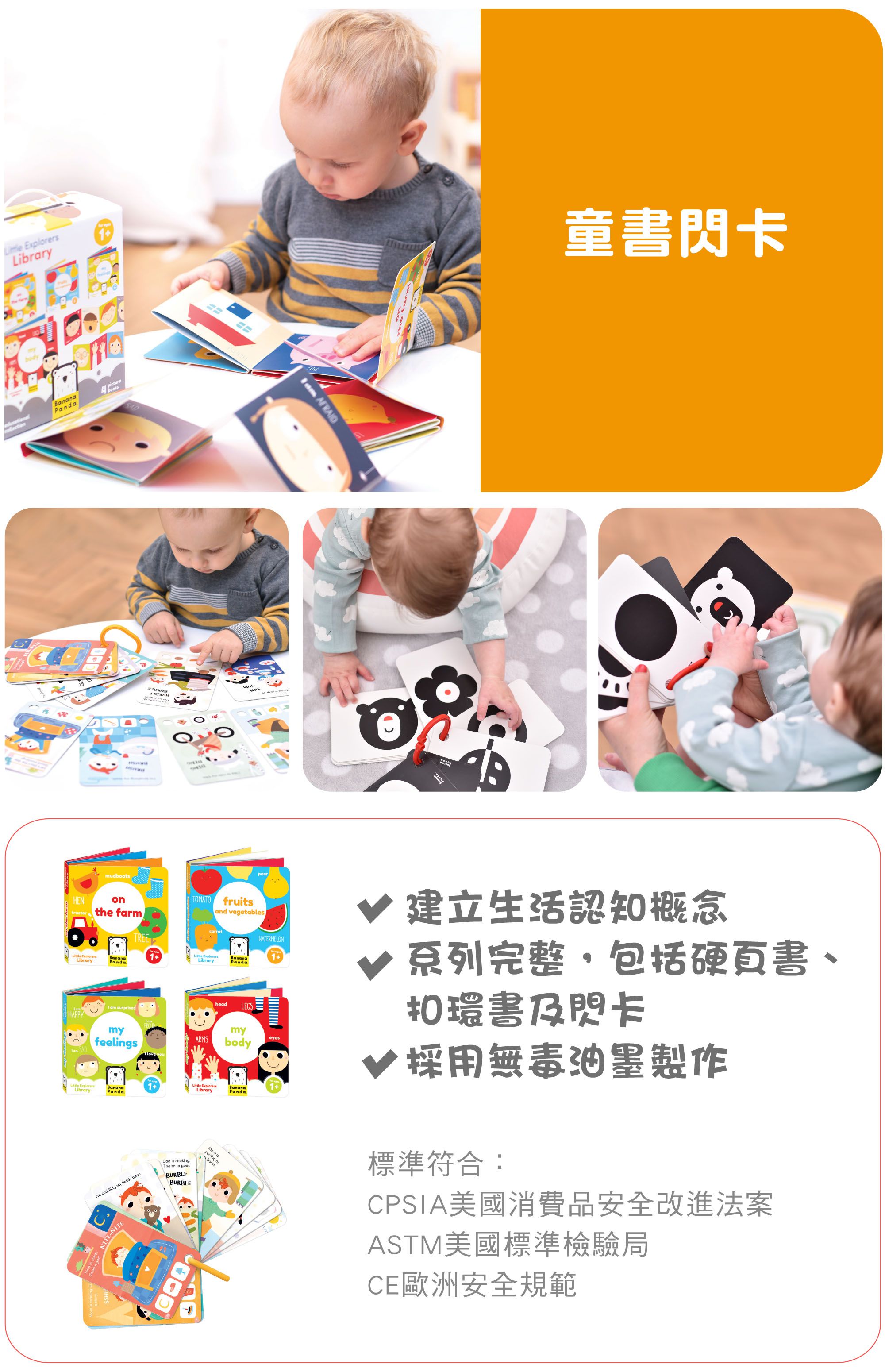 Banana Panda - 童書閃卡-寶寶認知閃卡-內含10張閃卡(20面全彩閃卡)+英文版父母指南