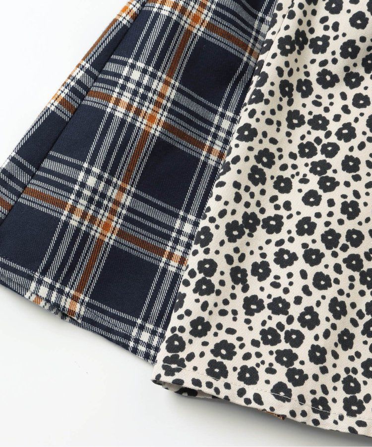 日本 apres les cours - 假二件交叉拼接氣質少女洋裝-白x格紋