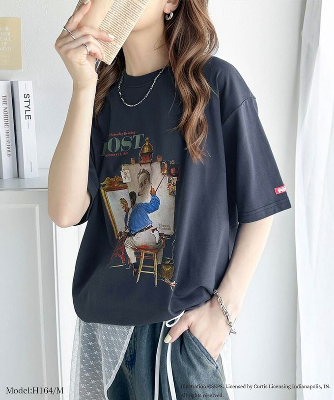 日本 Classical Elf - 設計師聯名 復古印花寬版T恤-三重自畫像-白