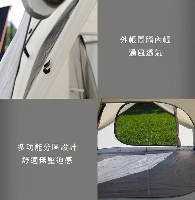 日本CAPTAIN STAG - 經典款一房一廳豪華帳篷5-6人-卡其色