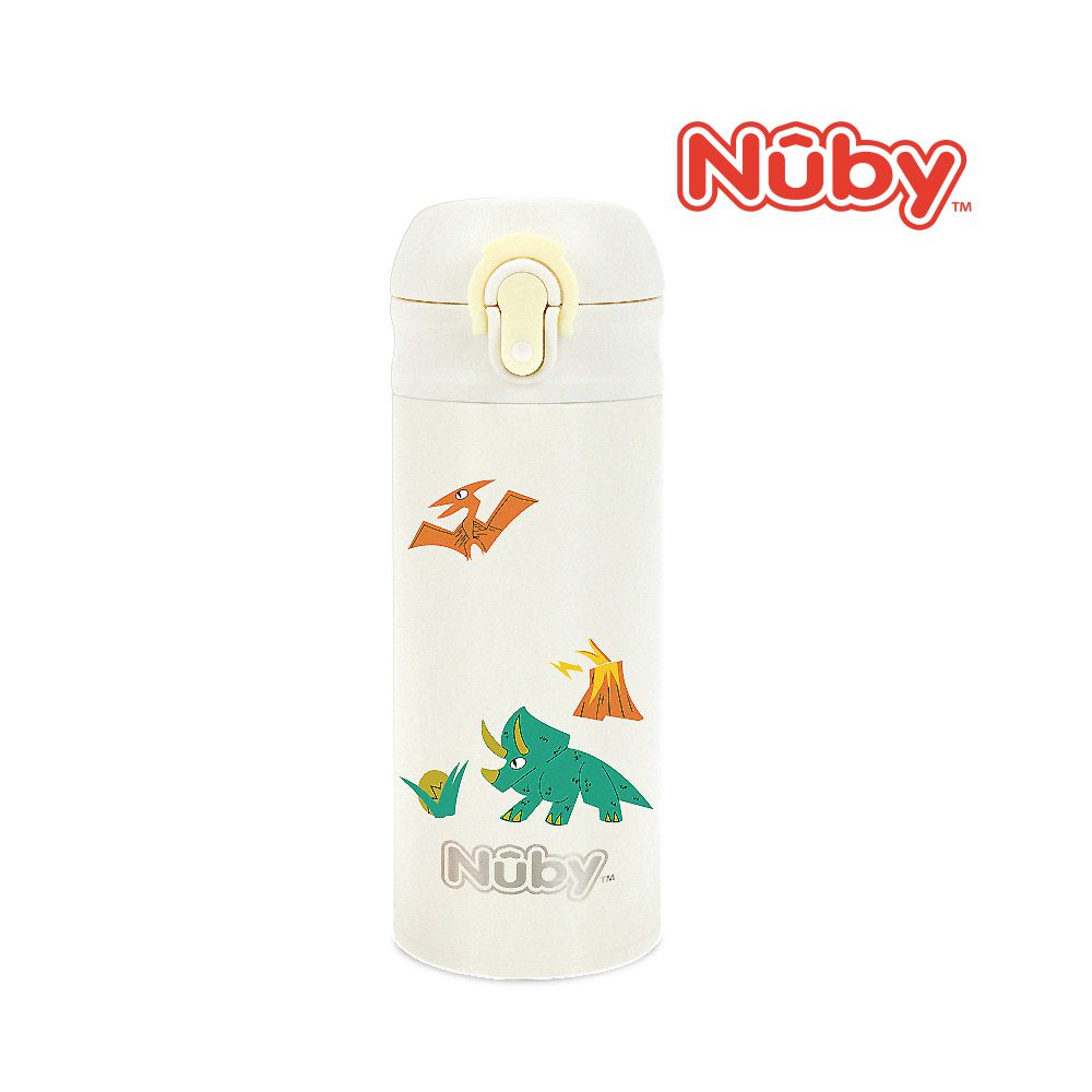 Nuby - 316不銹鋼真空飲嘴杯350ml-附貼紙-米黃色