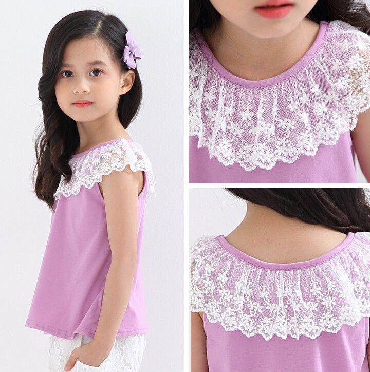 日本 Maison de Ravi - 蕾絲圓領無袖上衣-淺粉紫