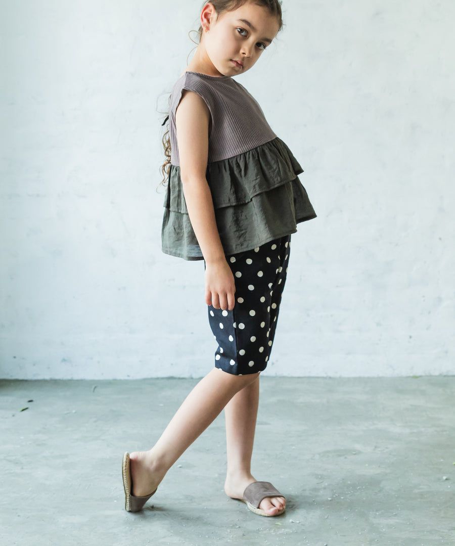 日本 PAIRMANON - 雙層荷葉鬆餅紋無袖上衣-紫