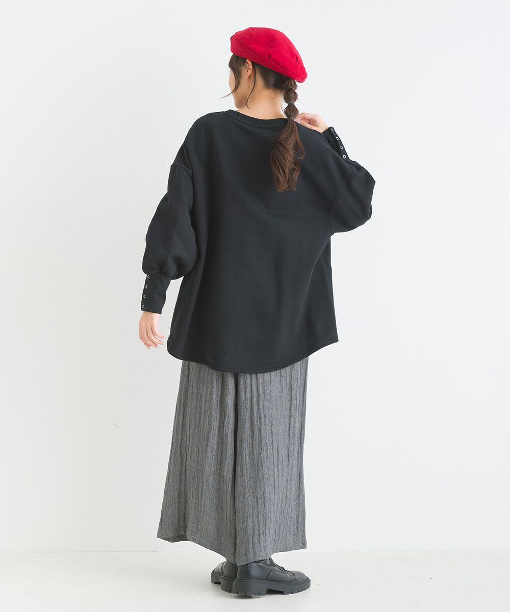 日本女裝代購 - 裏起毛典雅束口袖長袖上衣-象牙