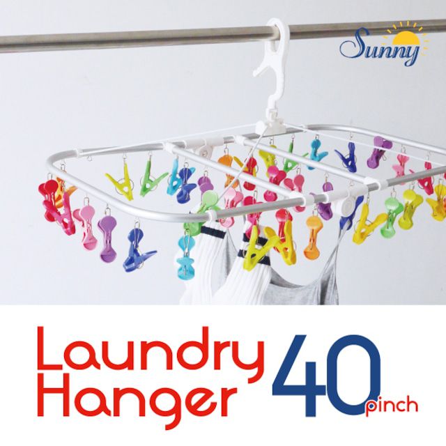 日本代購 - 熱銷定番 SUNNY系列彩虹可折疊衣架-40小夾組 (72×37.5×33cm)