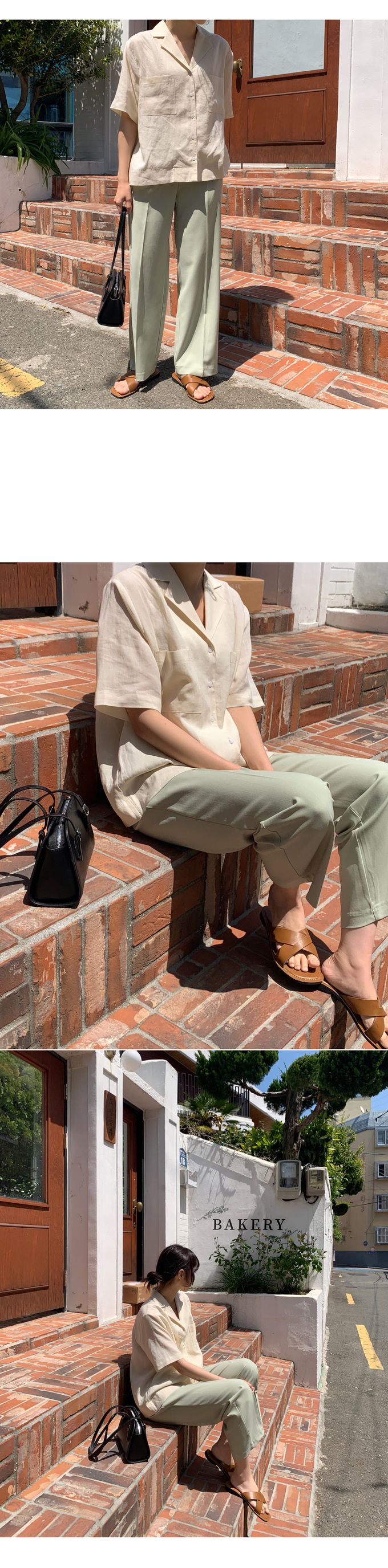 韓國 98doci - 夏季好搭西裝直筒寬褲-薄荷綠