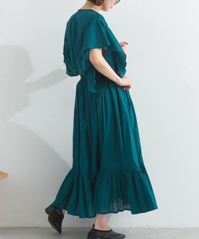 日本 Lupilien - 100%印度棉 飄逸緹花下擺鬆緊長裙-黑